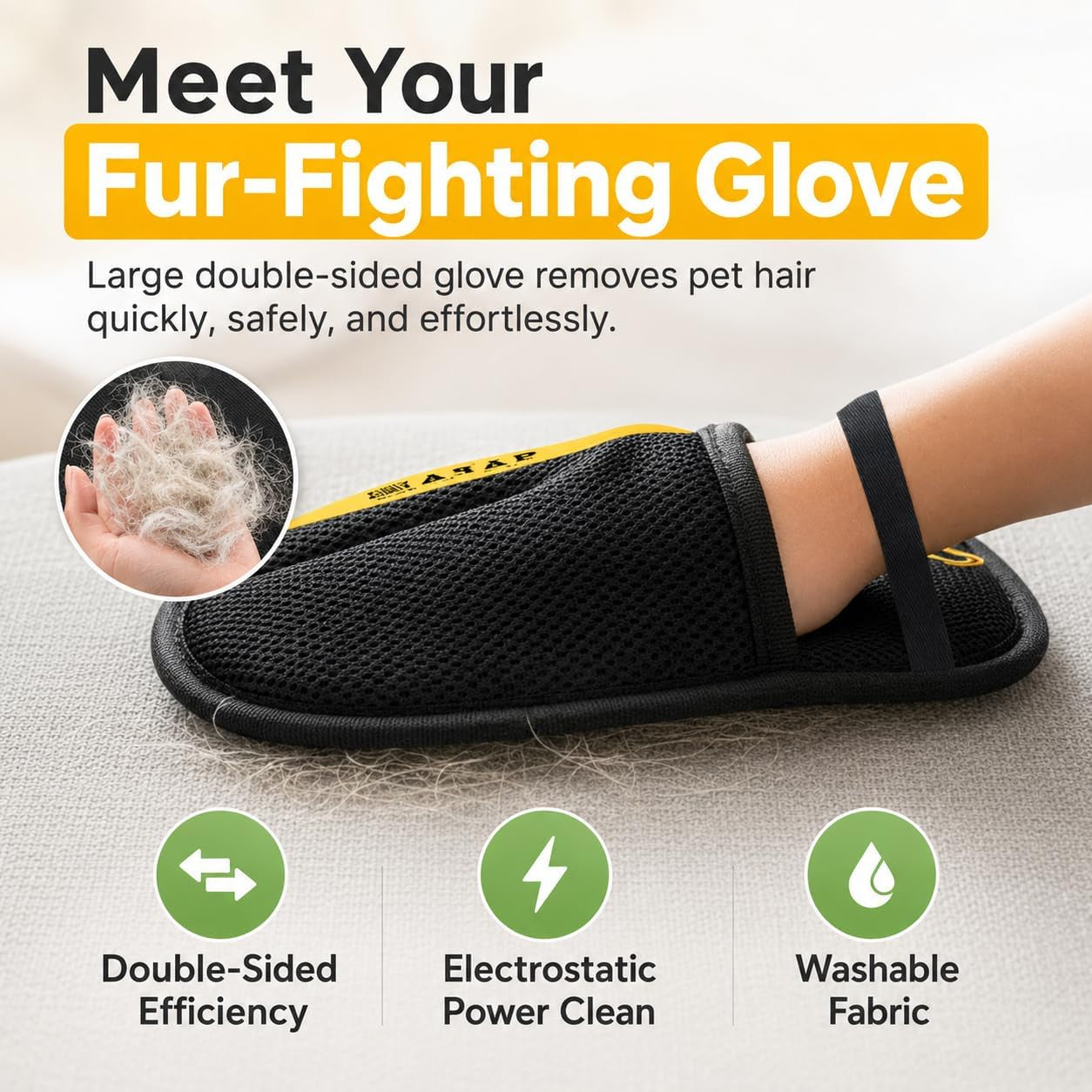 Pet Hair Removal Glove for Dogs & Cats – Electrostatic Reusable Dog & Cat Hair Remover Glove Fur Remover for Furniture (1)