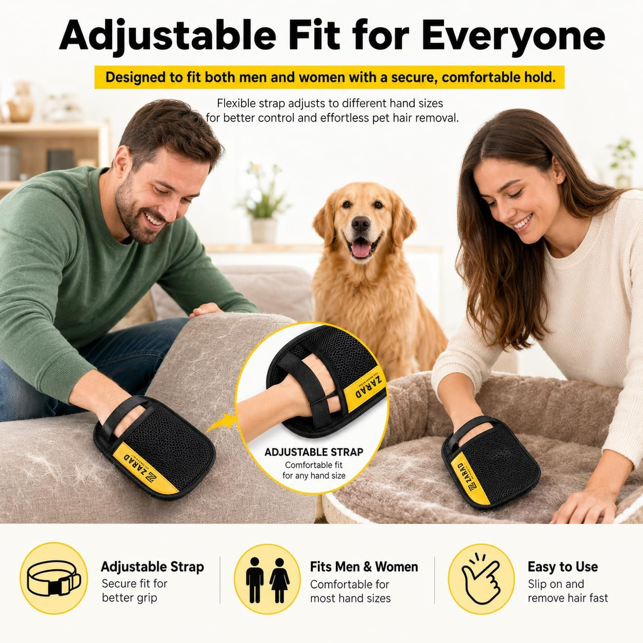 Pet Hair Removal Glove for Dogs & Cats – Electrostatic Reusable Dog & Cat Hair Remover Glove Fur Remover for Furniture (1)