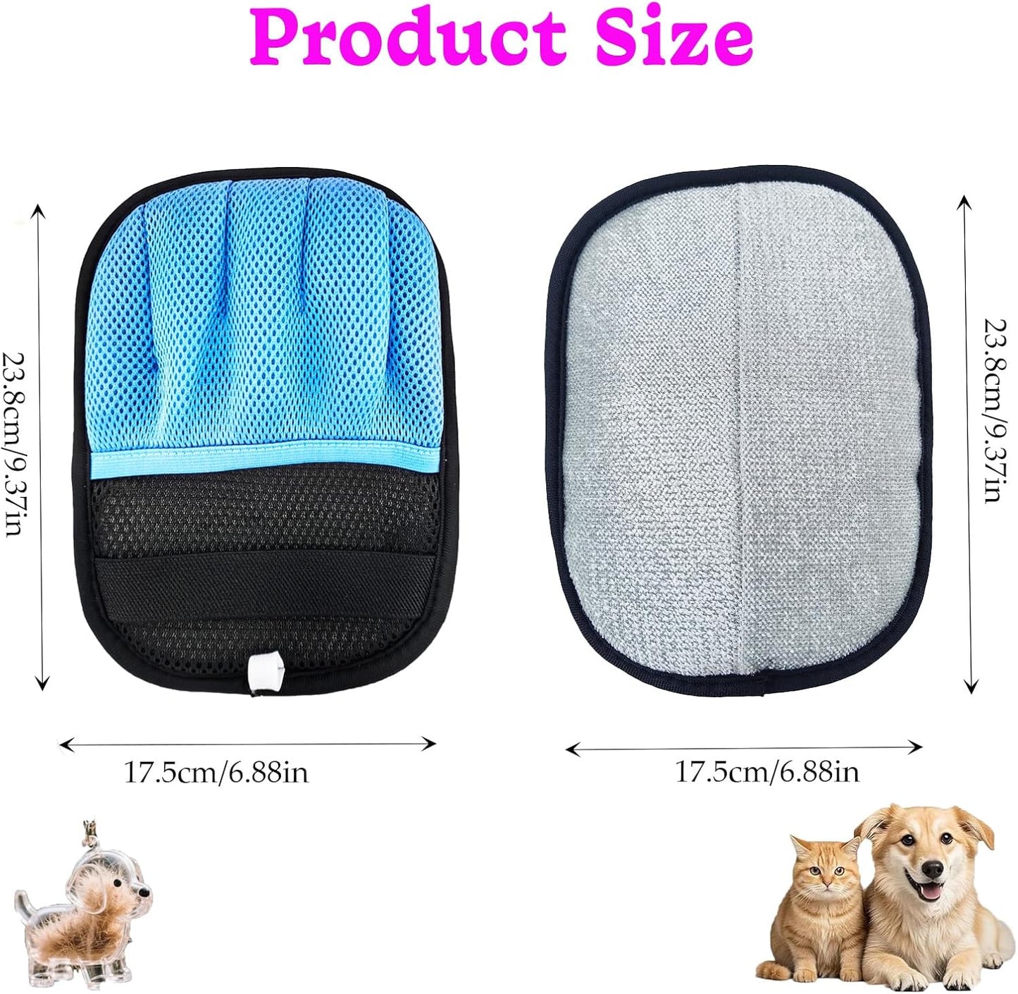 Blue Pet Hair Removal Glove for Dogs & Cats,The Magic Brush Pet Hair Remover,Five-Finger Electrostatic Pet Hair Gloves for Furniture,Car,Couch,Carpet,Essential Pet Supplies
